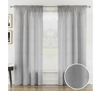 Tyrone Textiles Rhodes Silver Linen-Look Sheer Voile Panels - Pair 140 X 122Cm (55X48")