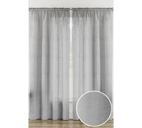 Tyrone Textiles Rhodes' Silver Plain Linen-Look Voile Panels Pair with Rod Pocket Header | Size: 140 cm width x 229 cm drop Tyrone Textiles Silver 140 cm width x 229 cm drop