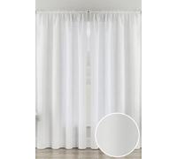 Tyrone Textiles Rhodes' White Plain Linen-Look Voile Panels Pair with Rod Pocket Header | Size: 140 cm width x 229 cm drop Tyrone Textiles White 140 cm width x 229 cm drop