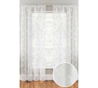 Tyrone Textiles Sienna White Floral Voile Net Curtain Panel Pair - 55 x 72 Inch (140 x 183cm) - Sheer Semi Transparent Slot Top/Rod Pocket Privacy Drapes
