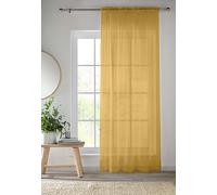 Tyrone Textiles Single Gold Slot Top Voile Curtain (55" Wide x 48" Drop) 140 x 122cm - Plain Woven Single Sheer Curtain for Living Room & Bedroom