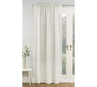 Tyrone Textiles Ltd Tahiti Cream Pom Pom Trim Linen Look Voile Panel (Drop - 72" (183cm))