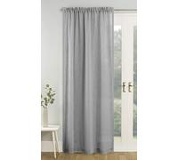 Tyrone Textiles Tahiti Grey Pom Pom Trim Linen Look Voile Panel (Drop - 48" (122cm))