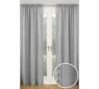 Tyrone Textiles Tahiti Pom-Pom Trim Linen-Look Voile Panel - Pair in Grey | Size: 140 cm width x 122 cm drop Tyrone Textiles Grey 140 cm width x 122 cm drop