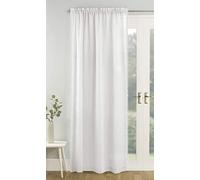 Tyrone Textiles Ltd Tahiti White Pom Pom Trim Linen Look Voile Panel (Drop - 48" (122cm))