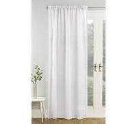 Tyrone Textiles Tahiti White Pom Pom Trim Linen Look Voile Panel (Drop - 72" (183cm))