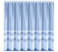 Tyrone Textiles Vienna White - Horizontal Semi-Plain Stripe Modern Net Curtain. Sold by The Meter. (Drop - 81" / 206cm)