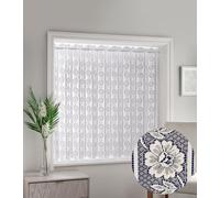 Tyrone Textiles White Floral Textured Voile Louvre Vertical Pleated Window Blind Panel - 72" X 72"
