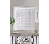 Tyrone Textiles White Floral Textured Voile Louvre Vertical Pleated Window Blind Panel | Size: 183 cm width x 91 cm drop Tyrone Textiles White 183 cm width x 91 cm drop