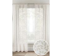 Willow Leaf Print Linen-Look Voile Panel - Pair Tyrone Textiles Natural 140cm width x 183cm drop