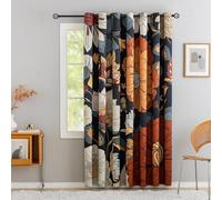 Tyrot Black Boho Floral Blackout Curtains for Sliding Glass Doors 84 inch Length Extra Wide Curtains for Patio Sliding Door Living Room, Grommet Room Divider Thermal Insulated Curtains, W100 x L84
