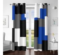 Tyrot Blue Gray 100% Blackout Curtains for Bedroom 96 inch Length 2 Panels Set White Grey Modern Abstract Geometric Black Out Curtains Insulated Room Darkening Window Drapes for Living Room, 42Wx96L