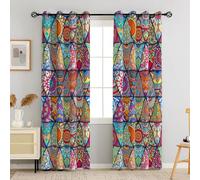 Tyrot Boho Mandala 100% Blackout Curtains for Bedroom 96 inch Length 2 Panels Set Colorful Bohemian Floral Thermal Insulated Room Darkening Window Drapes Black Out Curtains for Living Room, 52Wx96L