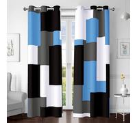 Tyrot Light Blue 100% Blackout Curtains for Bedroom 84 inch Length 2 Panels Set Grey Modern Abstract Geometric Black Out Curtains Insulated Room Darkening Window Drapes for Living Room, 42Wx84L