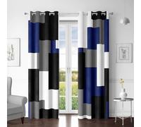 Tyrot Navy Blue Grey Blackout Curtains, 52x63