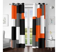 Tyrot Orange 100% Blackout Curtains for Bedroom 72 inch Length 2 Panels Set White Grey Modern Abstract Geometric Black Out Curtains Insulated Room Darkening Window Drapes for Living Room, 42Wx72L
