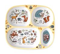 Tyrrell Katz Divider Plate in Woodland Design with 4 Sections - Dishwasher Safe Melamine Kids Compartment Tray - 24 x 21 x 2 cm