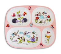 Tyrrell Katz Divider Plate with 4 Sections and Secret Garden Design - Dishwasher Safe Melamine Kids Compartment Tray - 24 x 21 x 2 cm
