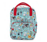 Tyrrell Katz Farm Printed Backpack in Blue - Double Zip Kids School Rucksack with Bottle Pocket, Twin Handles & Adjustable Straps · Fits A4 Books · Made from Recycled Polyester