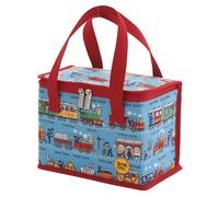 Tyrrell Katz Insulated Foldable Kids Lunch Tote · Trains Design Blue Children's Lunch Bag · Made from Long Lasting RPET Polyester Fabric · Double Zip Opening · Size: 23 x 18 x 13 cm