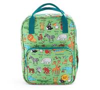 Tyrrell Katz Jungle Printed Backpack in Green - Double Zip Kids School Rucksack with Bottle Pocket, Twin Handles & Adjustable Straps · Fits A4 Books · Made from Recycled Polyester