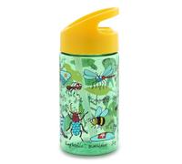 Tyrrell Katz Kids Bugs Printed Flip Top Drinking Bottle in Green with Straw - Dishwasher Safe Lightweight Children's School Water Flask - 400 ml