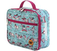 Tyrrell Katz Kids Insulated Unicorns Printed Lunch Bag in Blue - Children's Zip Meal Bag with Carry Handle, Outer Front Pocket & Interior Mesh Pocket · Made from Recycled Fabric
