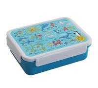 Tyrrell Katz Kids Ocean Printed Large Bento Lunch Box in Blue - Children's Food Container with Clip Lock Lid and Removable Inner Dividers - 18.5 x 14.5 x 6.0 cm