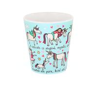 Tyrrell Katz Kids Small Unicorns Printed Beaker in Blue - Dishwasher Safe Children’s Drinking Cup Everyday Melamine Tableware - 8 x 7 cm
