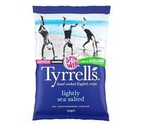 Tyrrells Crisps LIGHTLY SEA SALTED 150g Sharing Bag - Hand-cooked & spun for an exquisite fresh taste. No artificial ingredients (No artificial flavour, colours or MSG)
