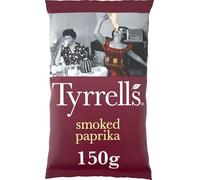 Tyrrells Crisps SMOKED PAPRIKA 150g Sharing Bag - Hand-cooked & spun for an exquisite fresh taste. No artificial ingredients (No artificial flavour, colours or MSG)
