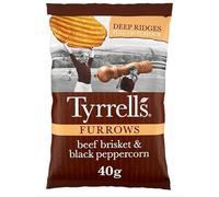 Tyrrells Furrows Beef Brisket & Black Peppercorn Crisps 40g - Case of 24