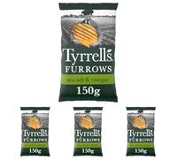 Tyrrells Furrows Sea Salt & Vinegar Sharing Crisps 150g (Pack of 4)