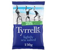 Tyrrells Crisps LIGHTLY SEA SALTED 150g Sharing Bag - Hand-cooked & spun for an exquisite fresh taste. No artificial ingredients (No artificial flavour, colours or MSG)
