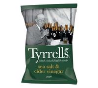 Tyrrells Hand-Cooked English Crisps - Simply Irresistible Crunchy Snacks (24 Bags x 40g, Sea Salt & Cider Vinegar)