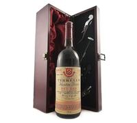 Tyrrell's Hunter River Dry Red 1986 Hunter Valley (Red wine) vintage wine in a silk lined wooden box with four wine accessories, 1 x 750ml