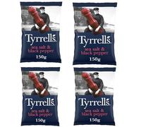 Tyrrells Sea Salt & Black Pepper Sharing Crisps 150g (4 Pack)
