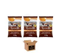 Tyrrells Sharing Crisps - Hand Cookek Crisps Variety, Sea Salted, Cheddar & Chive, Sweet Chilli, Cider Vinegar and More | Party Snack (Furrows Beef Brisket & Black Peppercorn 150g - Pack 3)