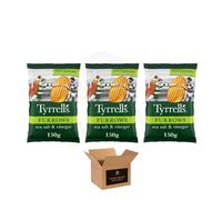 Tyrrells Sharing Crisps - Hand Cookek Crisps Variety, Sea Salted, Cheddar & Chive, Sweet Chilli, Cider Vinegar and More | Party Snack (Furrows Sea Salt & Vinegar 150g - Pack 3)