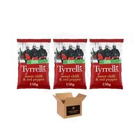 Tyrrells Sharing Crisps - Hand Cookek Crisps Variety, Sea Salted, Cheddar & Chive, Sweet Chilli, Cider Vinegar and More | Party Snack (Sweet Chilli & Red Pepper 150g - Pack 3)