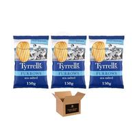 Tyrrells Sharing Crisps - Hand Cookek Crisps Variety, Sea Salted, Cheddar & Chive, Sweet Chilli, Cider Vinegar and More | Party Snack (Furrows Sea Salted 150g - Pack 3)
