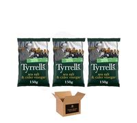Tyrrells Sharing Crisps - Hand Cookek Crisps Variety, Sea Salted, Cheddar & Chive, Sweet Chilli, Cider Vinegar and More | Party Snack (Sea Salt & Cider Vinegar 150g - Pack 3)