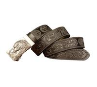TYRUEIWO Ratchet Embossed Leather Belt for Men Women Automatic Slide Buckle with Eagle Head Western Cowboy Strap,Trim to Fit(Black,115cm/waist:38"~40")