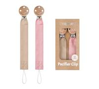 TYRY.HU Dummy Clip for Baby Soft Fabric Pacifier Clips Handmade Ribbon Strap Pacifer Chain Holder Set for Boys and Girls Fits Most Pacifiers Unisex Newborn Universal 2 Pack