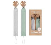 TYRY.HU Dummy Clip for Baby Soft Fabric Pacifier Clips Handmade Ribbon Strap Pacifer Chain Holder Set for Boys and Girls Fits Most Pacifiers Unisex Newborn Universal 2 Pack