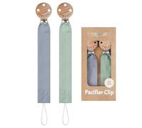 TYRY.HU Dummy Clip for Baby Soft Fabric Pacifier Clips Handmade Ribbon Strap Pacifer Chain Holder Set for Boys and Girls Fits Most Pacifiers Unisex Newborn Universal 2 Pack