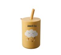 TYRY.HU Personalized Silicone Baby Transition Cup - Customized Name, Tiny Training Open Cup for Toddlers Learning Independent Drinking - Yellow