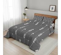 TYSGFA Coverless Duvet King Size Arrow Feather Pattern, Bedroom Decor, Gift, White and Grey Bedding Comforter Set 3 Piece, 2 Pillowcases, Soft All Season Quilt 10.5 Tog