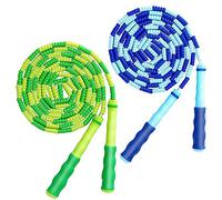 TYSISKNO 2 Pack Jump Rope for Kids Girls and Boys, Soft Beaded Jump Ropes, Adjustable Skipping Rope, Tangle-Free Segmented Rope for Kids and Adults Exercise, Workout and Weight Loss,9.2Ft(Blue&Green)