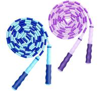 TYSISKNO 2 Pack Jump Rope for Kids Girls and Boys, Soft Beaded Jump Ropes, Adjustable Skipping Rope, Workout and Weight Loss,9.2Ft(Blue&Purple)